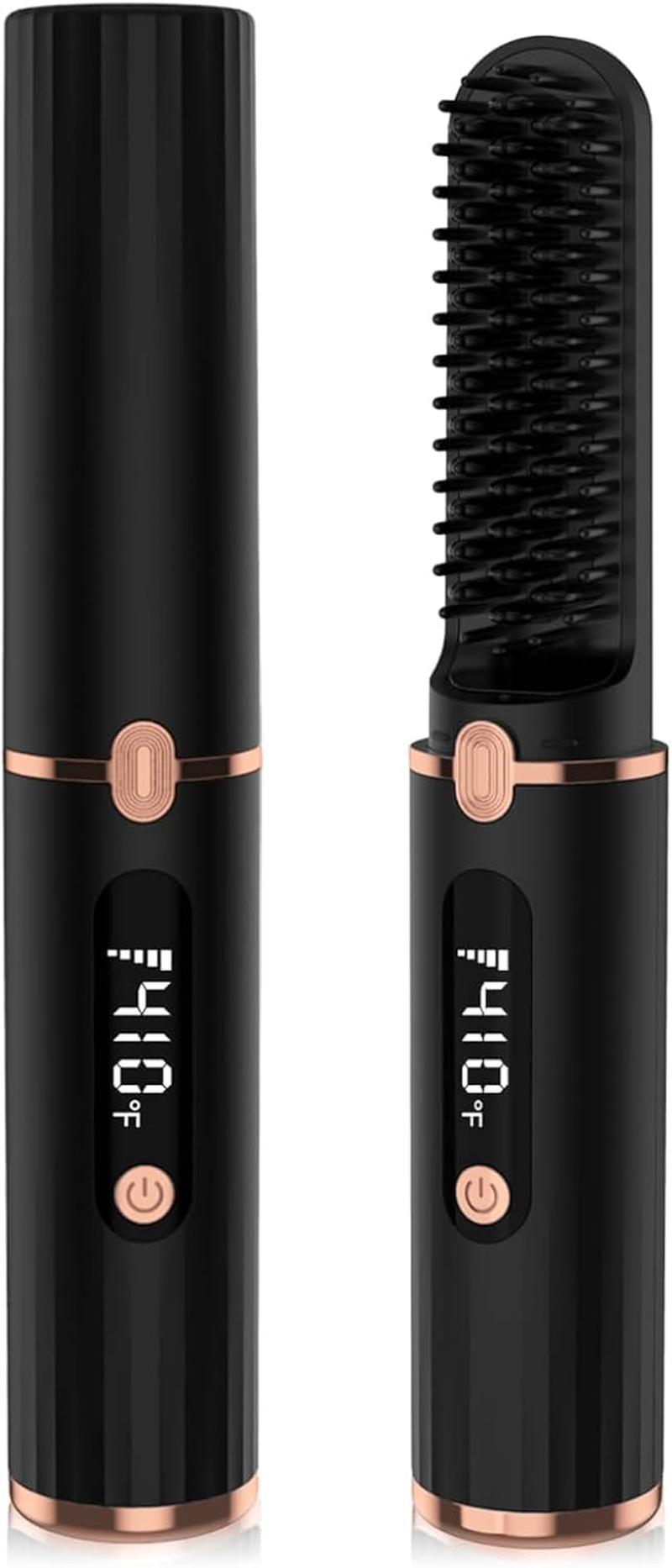 UOEPOWA Cordless Beard Straightener Comb & Hair Straightener Brush for Men or Women, 15S Fast Heat Up, Anti-Scald, 4 Tem Display, Auto Off, Portable Hair Straightening Comb for Travel, Father Gift image number 2