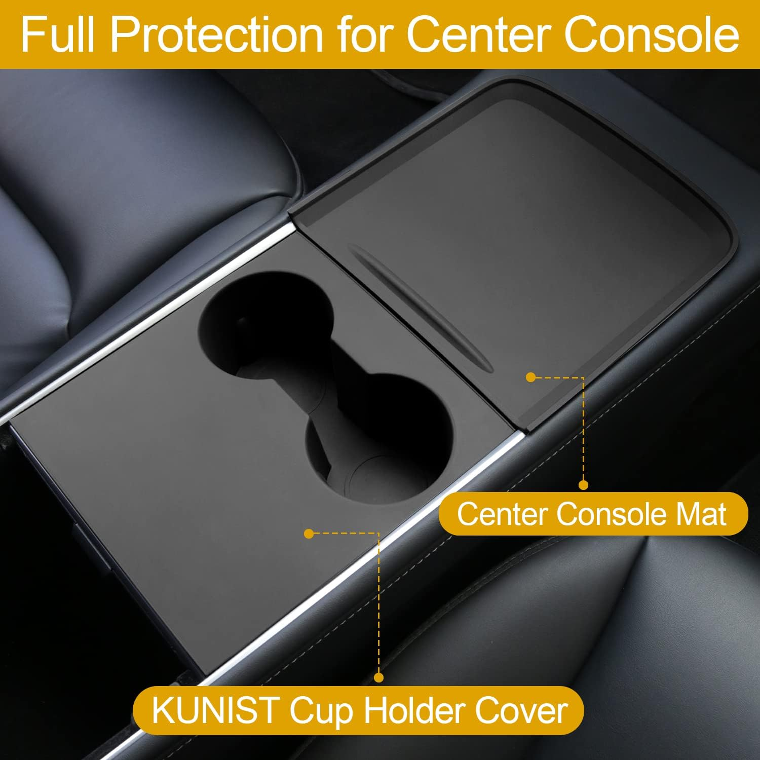 Silicone Center Console Wrap Cover for Tesla Model 3 Y 2021 2022 2023(Black) image number 4
