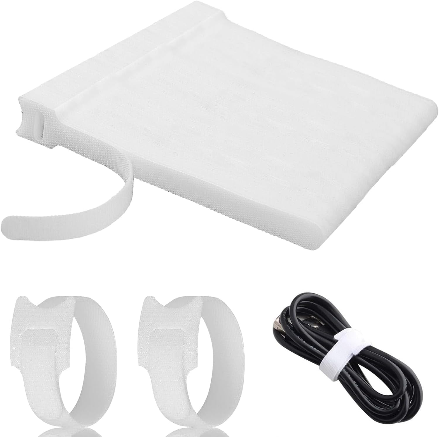 Cable Ties, WADY 100 Pcs Reusable Cable Ties, Adjustable Strap Wire Management, Premium Quality Cable Management Straps for Electrical Cable & Wire Organizer (White, 200Mm X 12Mm)