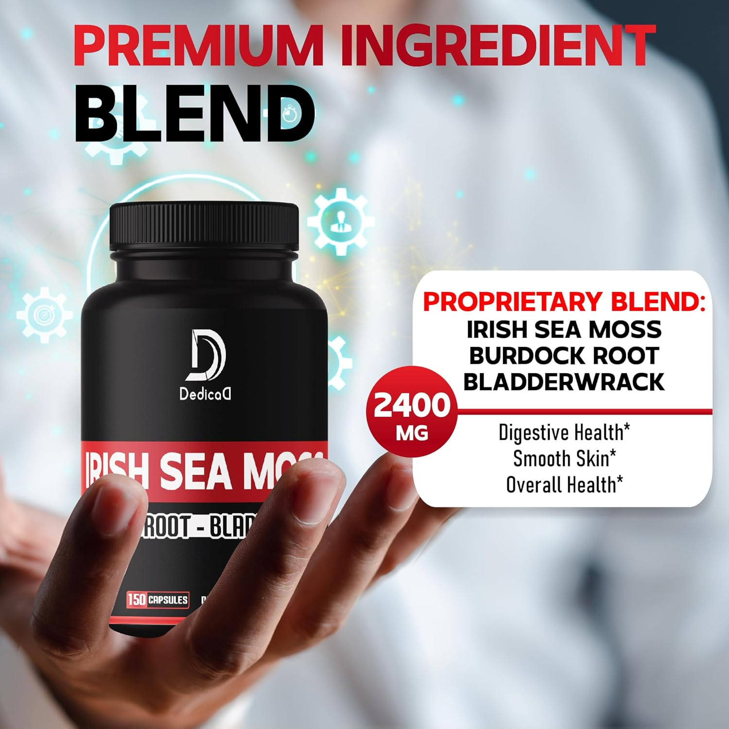 Sea Moss Capsules 2400Mg W. Burdock Root & Bladderwrack - Irish Sea Moss Raw, Sea Moss - 150 Capsules image number 1