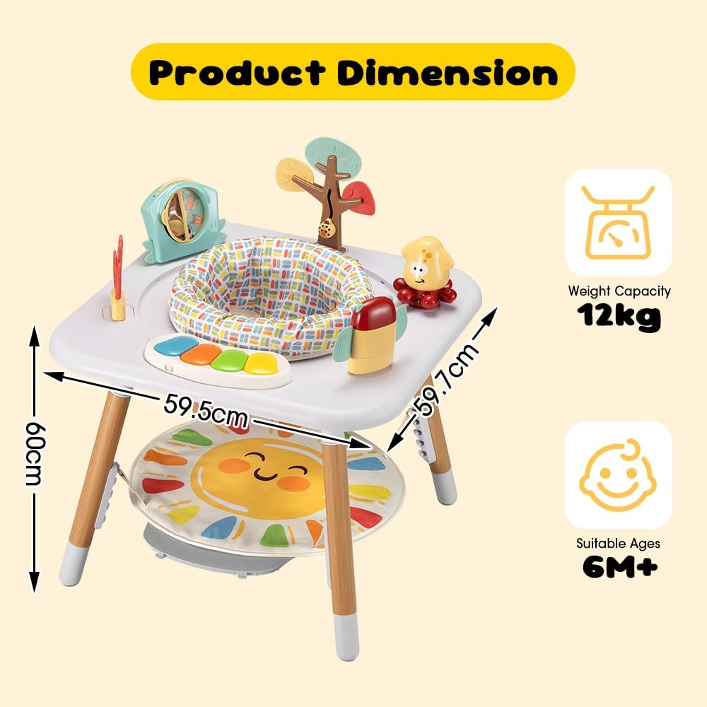 Playpals Baby Activity Center, Baby Jumpers and Bouncers with 6 Removable Toys, 360&deg; Rotary Seat, 5 Adjustable Heights, Interactive Play Center for Toddlers Boys Girls 6 Months+ (White) image number 3