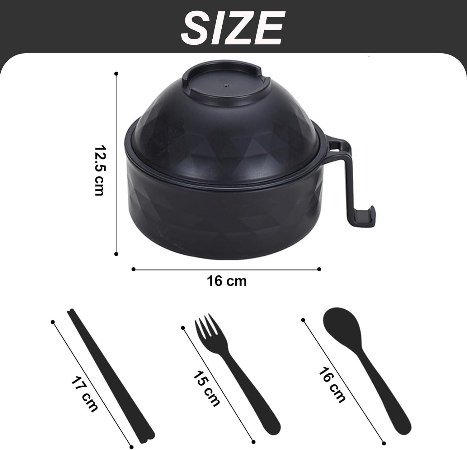 Ramen Bowl,Ramen Noodle Bowls Microwavable,6-Piece Ramen Cooker with Chopsticks,Spoon,Fork,Ramen Pot Set with Strainer and Lid for Dorm Room,Apartment,Home,Office - Blue image number 6