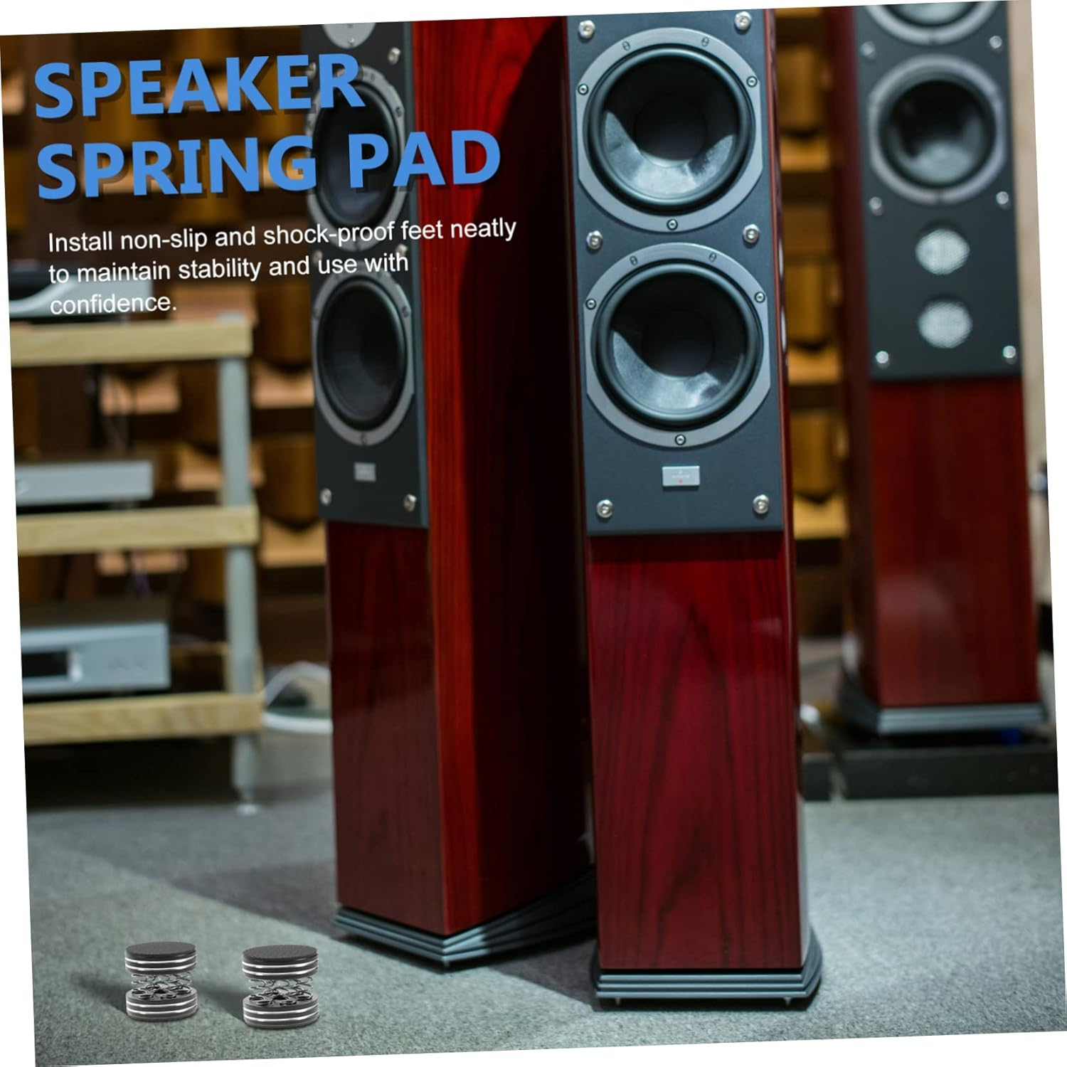 POPETPOP 4Pcs Speaker Isolation Feet Pads for Hifi Audio Equipment Subwoofer Stand Vibration Damper Black Spring Shock Absorber Suitable for Home Audio Systems image number 3