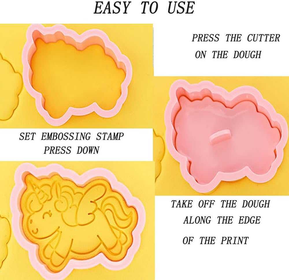 8Pcs 3D Easter Cookie Cutter Set, Cookie Mold,Cute Cartoon Shapes Cookie Cutter (Unicorn) image number 3