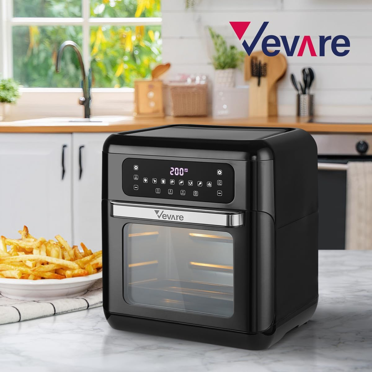 Vevare 12L Air Fryer Oven with LCD Touch Control 1500W Oil Free Air Fryer Cooker for Kitchen image number 5