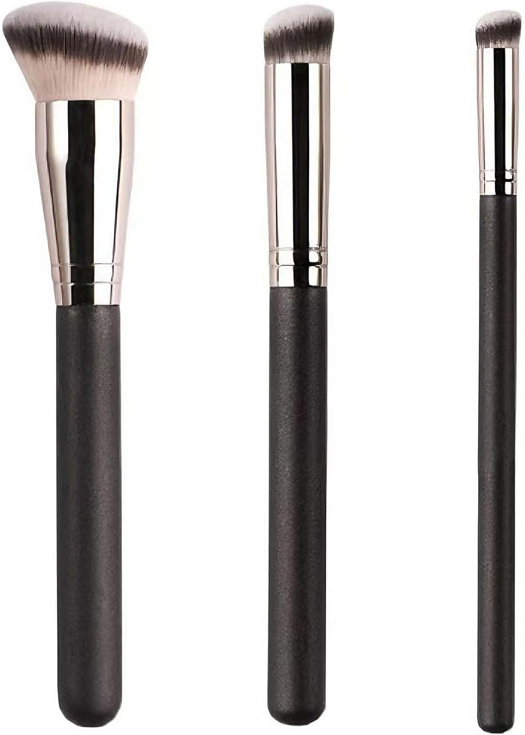 3Pcs Foundation Concealer Brush Slanted Foundation Brush for Liquid Makeup Angled Cream Foundation and under Eye Concealer Brush Set for Blending Cream Powder Buffing Stippling Face Makeup image number 4