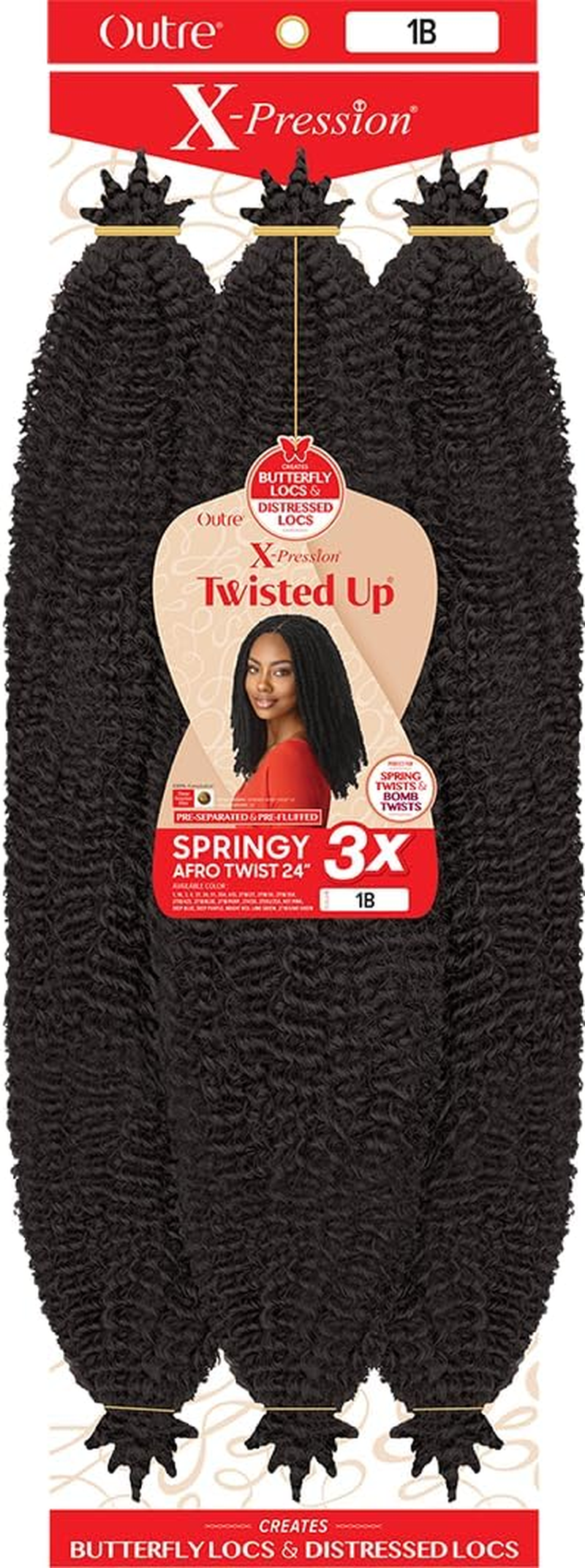 Outre Crochet Braids X-Pression Twisted up 3X Springy Afro Twist 24" (1-Pack, 1) image number 3