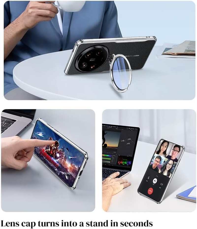 TIANYUE Case for Xiaomi 15 Ultra, Simple Leather Mobile Phone Case, Ultra Thin Soft TPU Case for Xiaomi 15 Ultra Black - Grey White image number 4