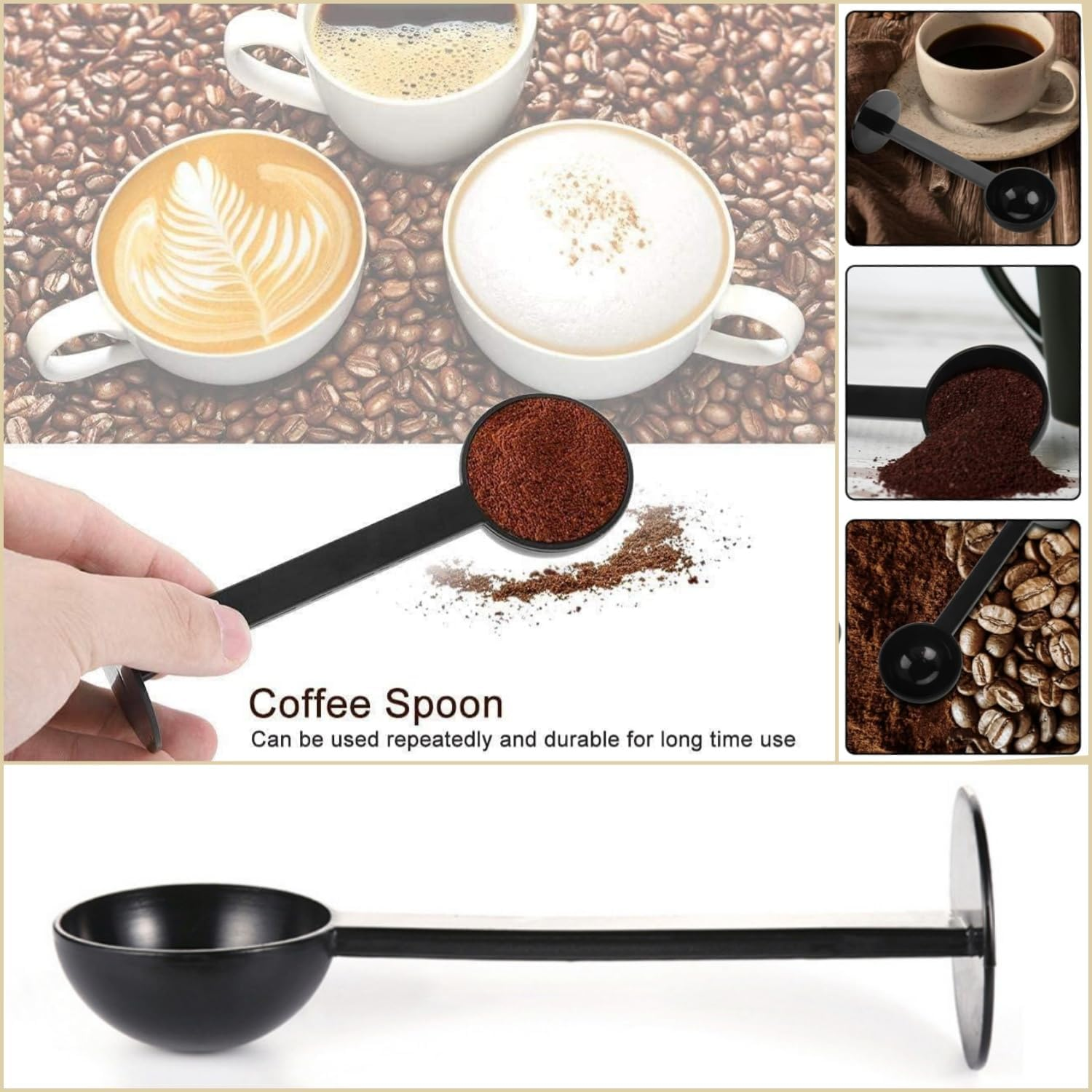 Taicols 2-In-1 Espresso Coffee Bean Spoon Tamping Scoop Tamper Tea Tool for Coffee Bean Spoon Coffee Measuring, about Coffee, Tea and Espresso, Machine Powder Spoon Coffee Kitchen Tool, Plastic image number 3