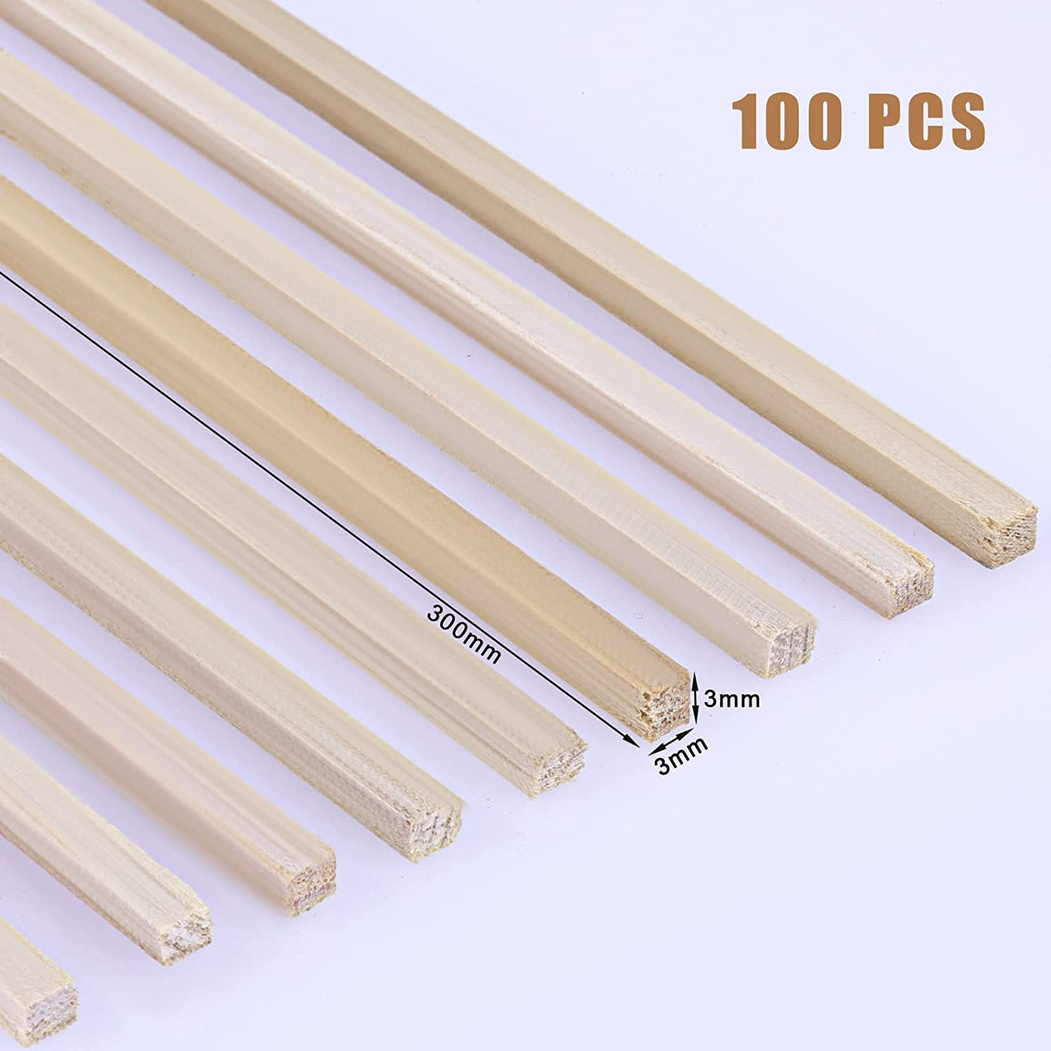 SAVITA Wood Sticks for Crafting, 60Pcs 300 X 3 X 3Mm/12 X 1/8 X 1/8 Inch Dowel Rods Square Unfinished Wood Strips for Crafts and DIY Projects image number 5