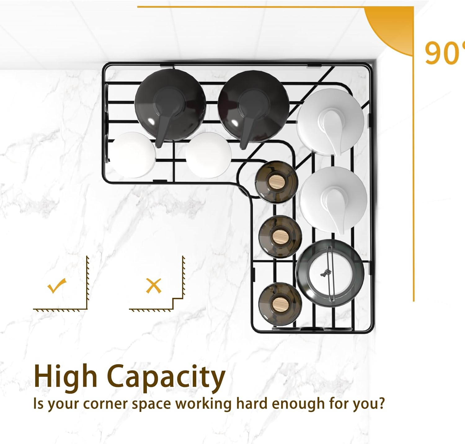 Gabeeriso Soap Holder Bathroom Shelf 2-In-1,Corner Shower Caddy,2 Pack Bathroom Shelves with 12 Hooks,Black Rust-Resistant Adhesive Shower Shelf No Drilling. (L-Shaped Black 2-Pack) image number 2