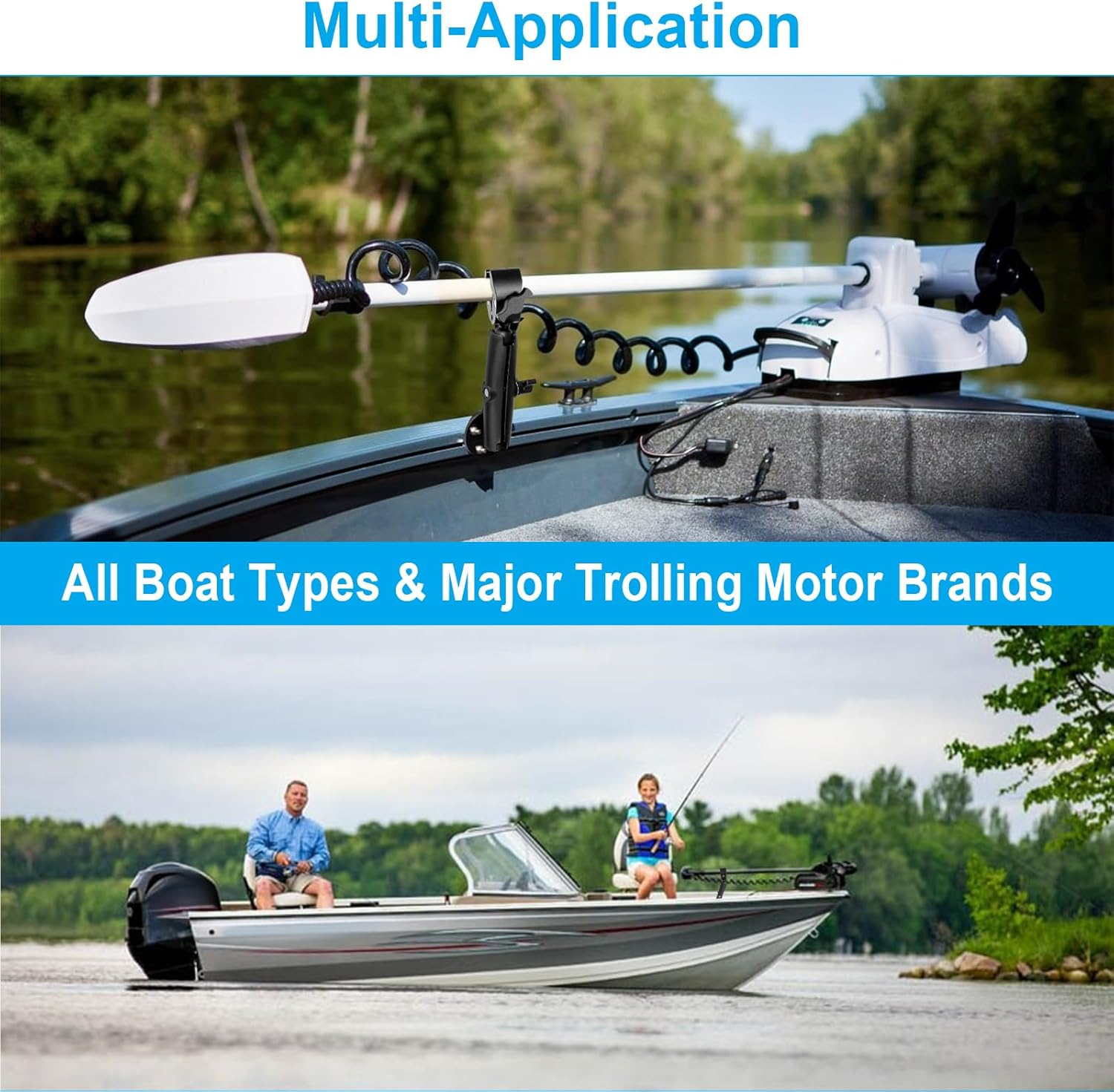 Trolling Motor Stabilizer Mount, 360&deg; Adjustable, for Minn Kota Terrova/Riptide Terrova/Ulterra/Powerdrive, Tough-Claw Boat Trolling Motor Shaft Reduces Bounce, Max to 1.5" Diameter Bar image number 3