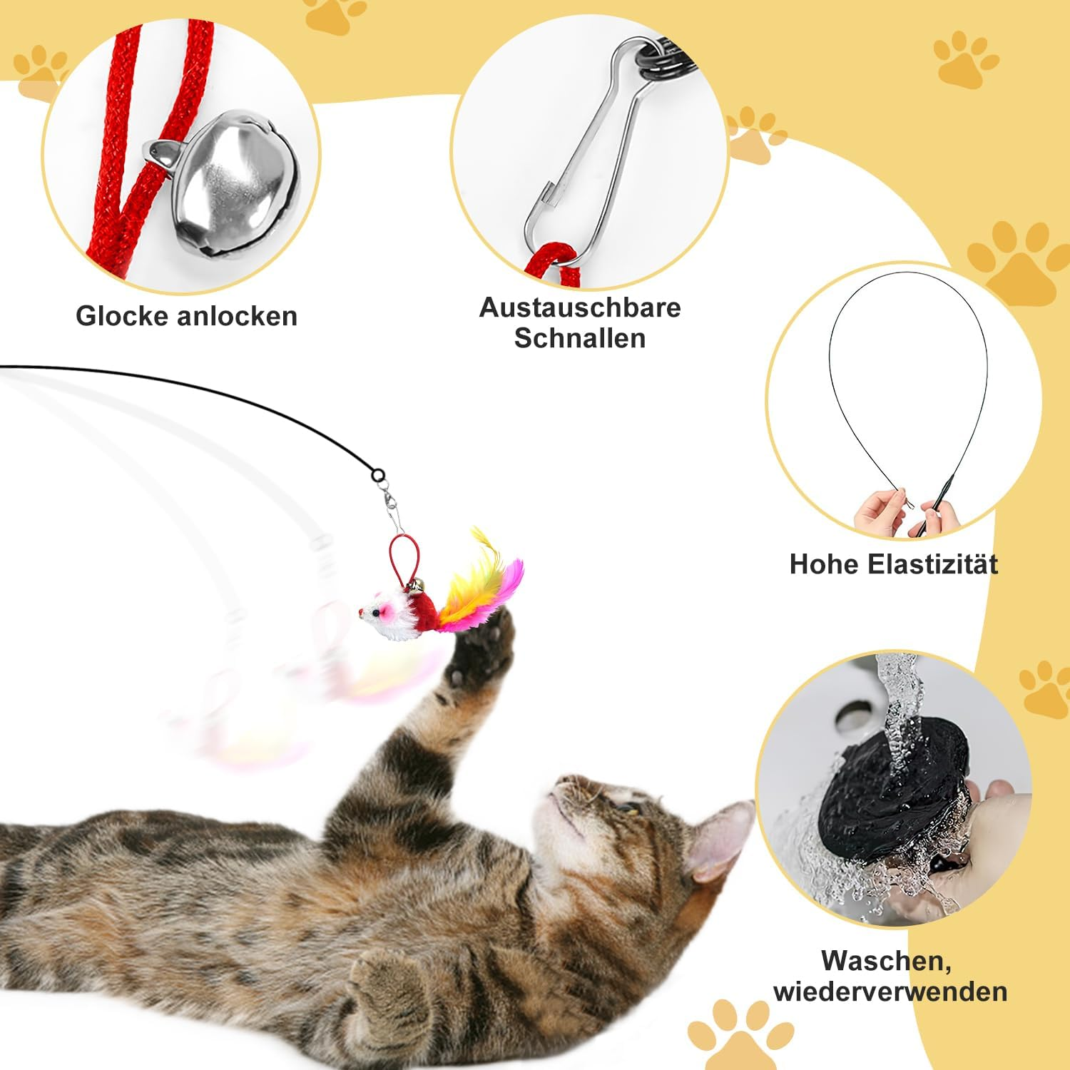 ENUTROF Interactive Cat Toy, Self-Employment Feather, Pack of 12, Cat Toy, Cat Feather, Toy with Suction Cup, Bird Cat Wand for Small Large Cats image number 2