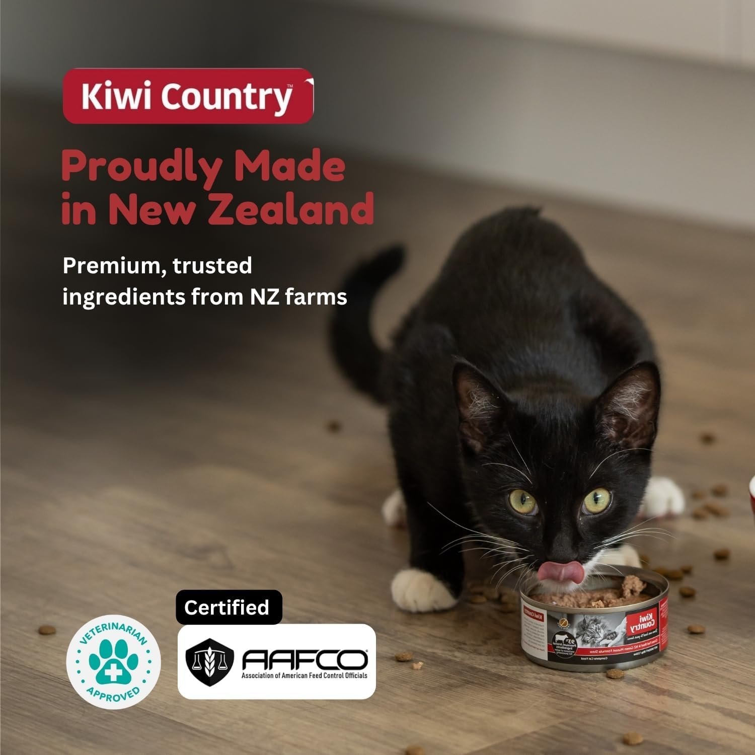 Kiwi Country Wet Cat Food, Grass-Fed Beef and NZ Green Mussel Formula, Grain-Free, Suitable for All Cat Breeds & All Life Stages Including Kittens, Pregnant and Nursing Females, 85G image number 1
