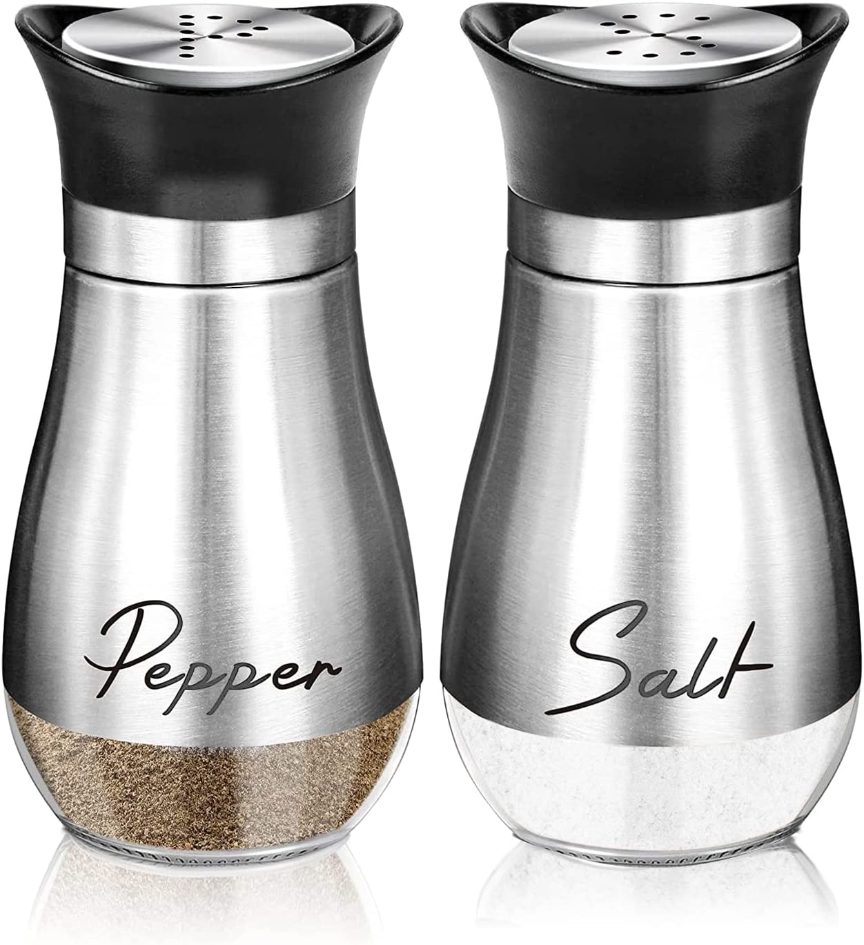 Salt and Pepper Shakers Set,2 PCS Premium Stainless Steel Salt and Pepper Shakers Set image number 2