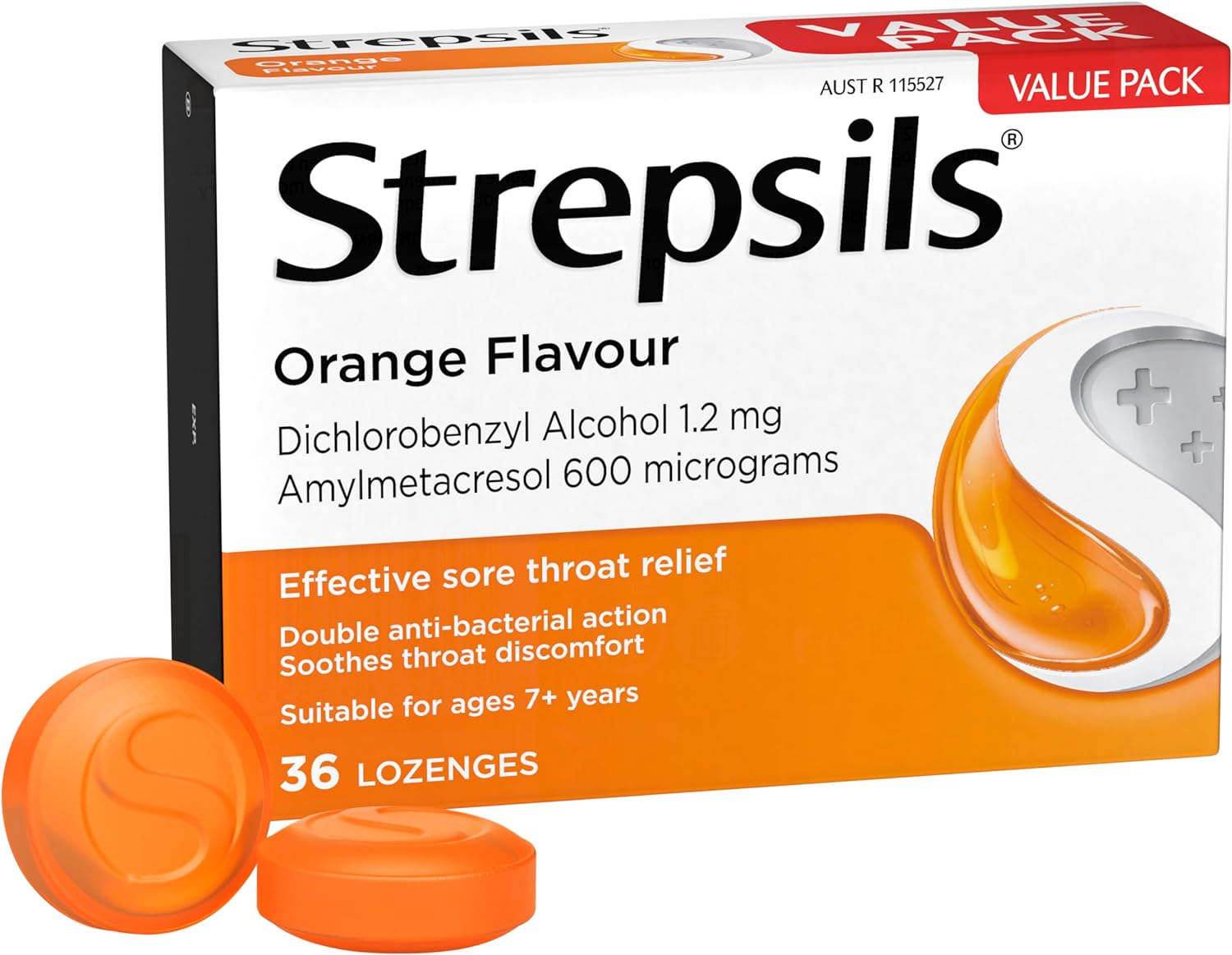 Strepsils Double Antibacterial Soothing Sore Throat Lozenges, Orange, 36 Pack image number 4