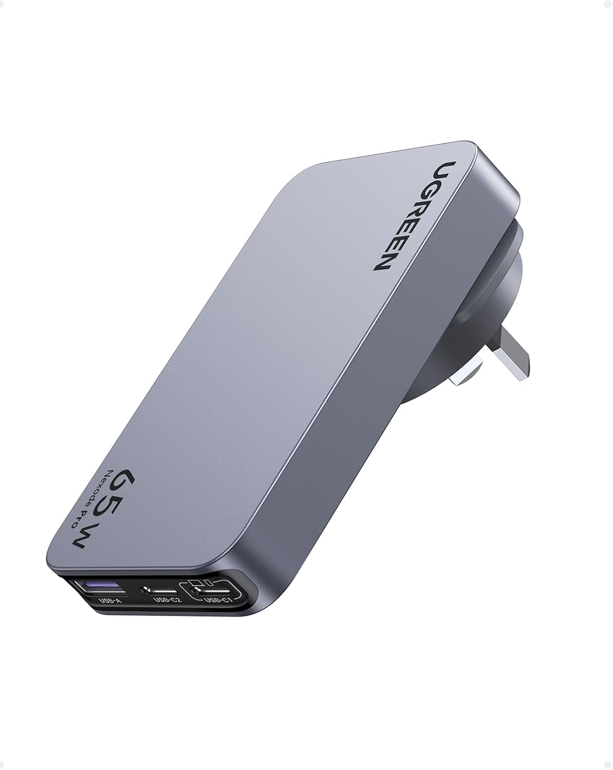 UGREEN 65W Travel Charger, Ultra-Slim USB C Charger, Nexode Pro 3-Port Gan Travel Adapter with US/UK/EU/AU Plug for Iphone 17 Pro Max, Macbook Pro, Ipad, Galaxy S25 Ultra(Pps 45W) Pixel 10, Steam Deck image number 1