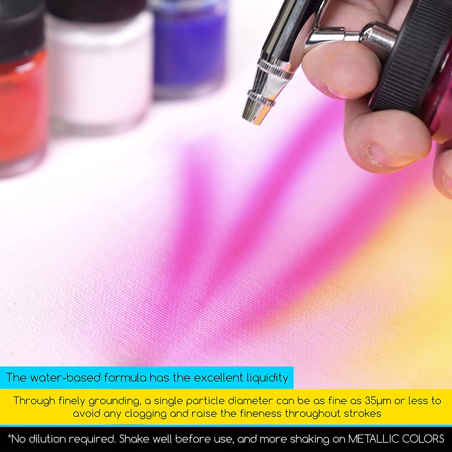 MEEDEN Acrylic Airbrush Paint for Model: Air Brush Spray Paint Set Including Fluorescent and Metallic Colors - 60 Colours X 30Ml - 60 Colour image number 5