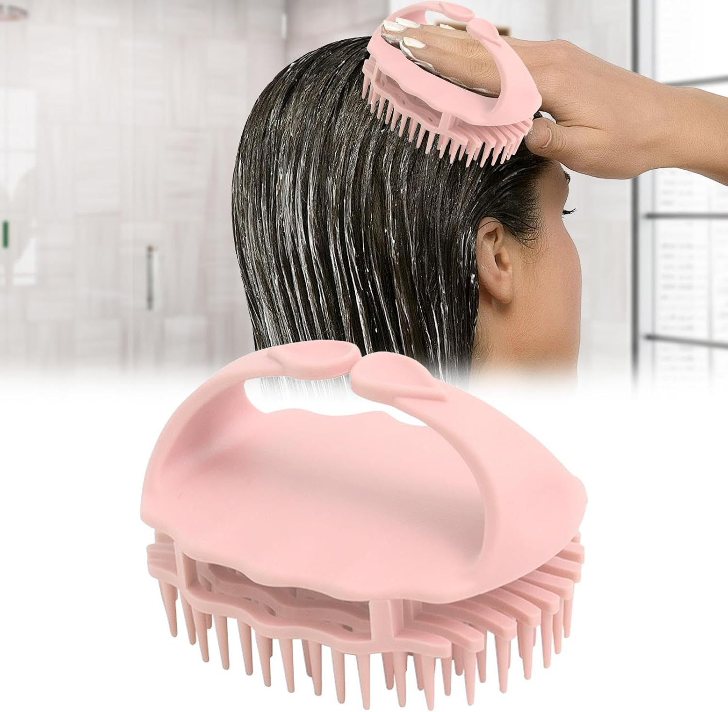 Hair Shampoo Brush | Hair Shampoo Comb | Soft Scalp Scrubber with Handle for Head Massage, Scalp Brush for Most Hair Types image number 1
