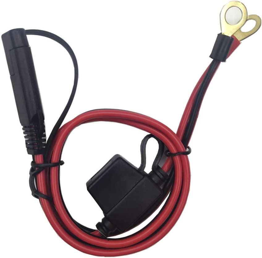 SAE Battery Connector - SAE to O Ring Terminal Harness Cable 12V- 24V Motorcycle Battery Charger Cord with 2 Pin Quick Disconnect Plug SAE Wire Harness Reverse Polarity Adapter 10 Pack