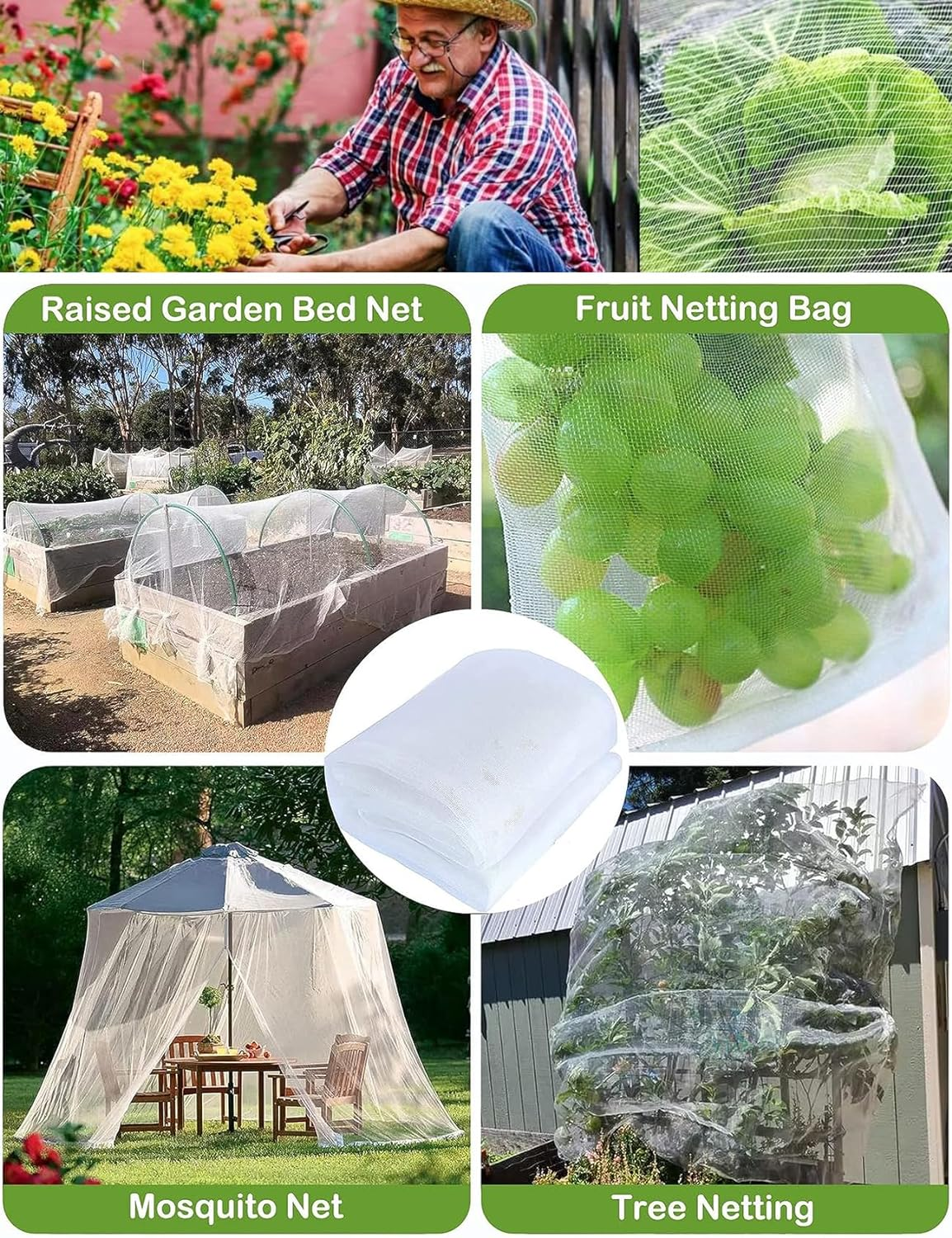 Garden Mesh Barrier, 3MX15M Fine Netting Pest Barrier Bird Net Yard Protection, Nylon Mosquito Plant Covers, Garden Net for Vegetables Flowers and Fruit Trees