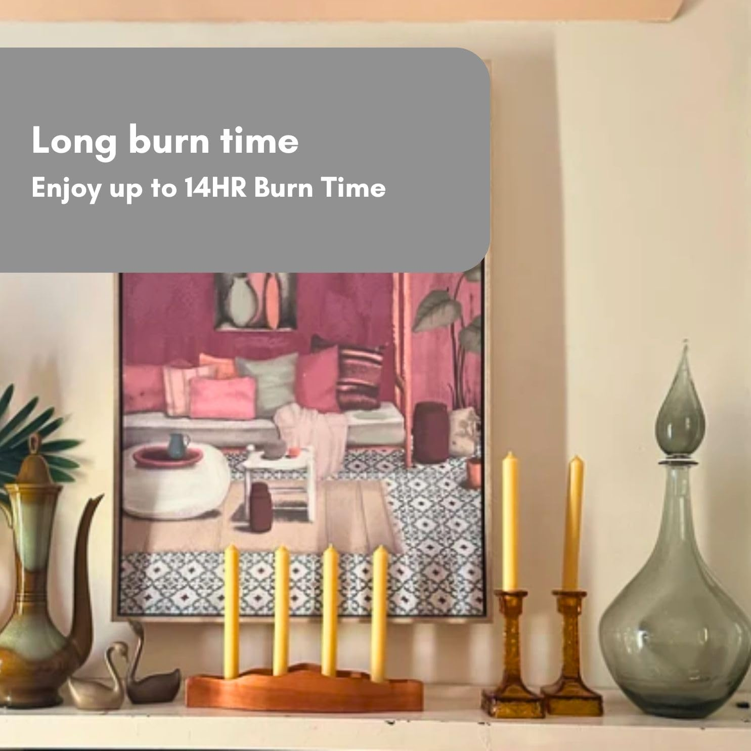 6Pcs Australian Made 100% Pure Organic Beeswax Tapered Candles, 14HR Burn Time, Meditation/Prayer Taper Candles - 22Mm X 220Mm, Natural Beeswax Candles, Organic Beeswax Taper Candles (22Mm X 220Mm)