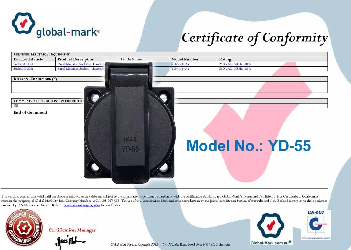 Waterproof IP44 Australian/New Zealand Socket for AUS Type I Plug, 15A, Dustproof Rainproof AU/NZ Industrial Socket with Cover for Car Inverter, Air Conditioner, Outdoor Power Equipment (3 Pieces) - 1 Piece image number 4