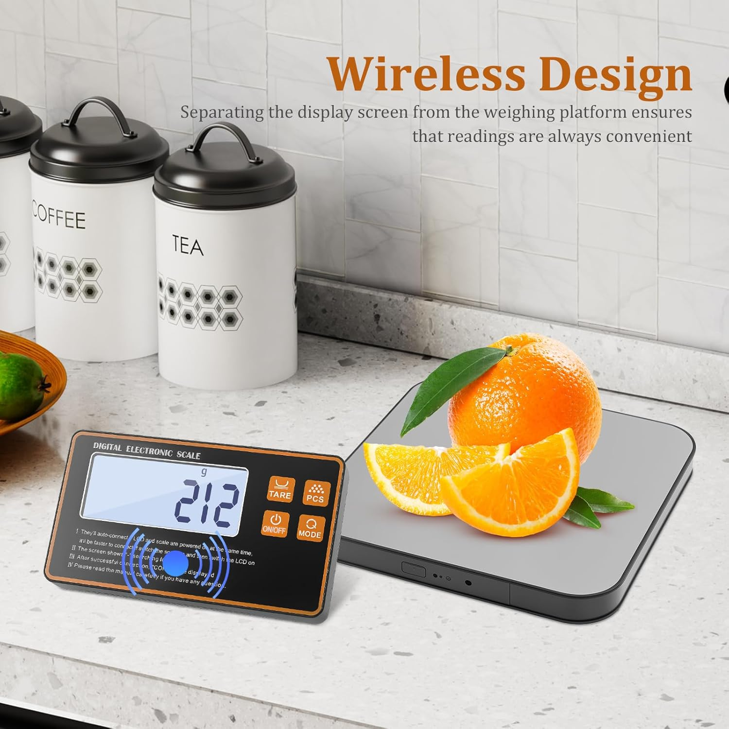 Food Scale with Detachable Display, 15Kg Wireless Digital Kitchen Scale with 1G Precise Graduation, Electronic Food Weighing Scales for Cooking Baking image number 4