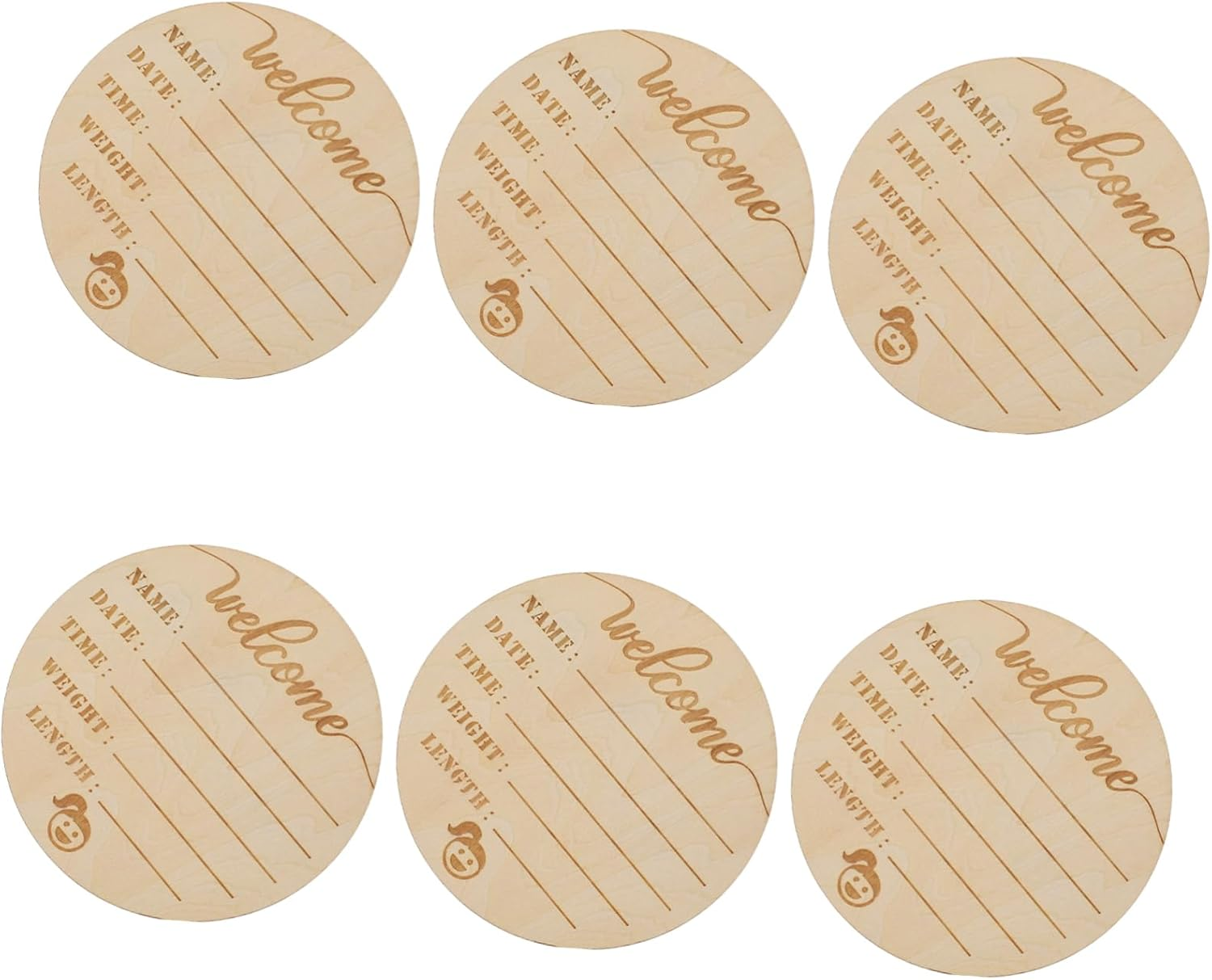 HANABASS 6Pcs Wooden Birth Milestone Cards Newborn Monthly Announcement Signs Durable Photo Props for Girl Milestone Photography image number 2