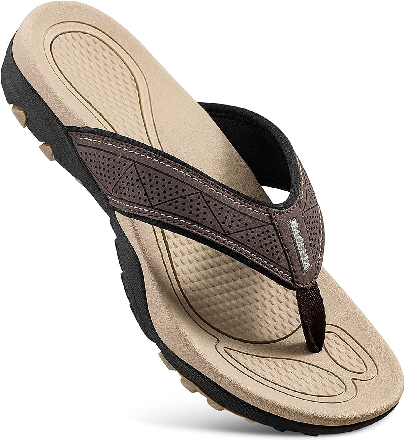 HAOLIRA Mens Sport Flip Flops Summer Beach Thong Sandals Non-Slip Slippers with Arch Support