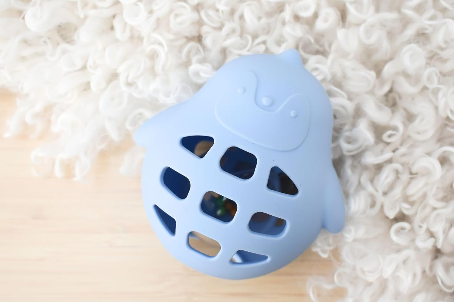 Koala Dream - CA3018A Silicone Penguin Rattle Blue: Baby Teething Toy with Gentle Rattle Sound, Non Toxic, Easy Clean Infant Sensory Development Toy image number 4