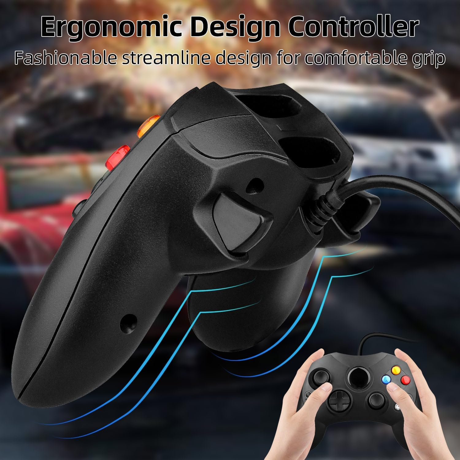 OSTENT Wired Controller Gamepad S Type 2 a for Microsoft Old Generation Xbox Console Video Game - Black image number 3