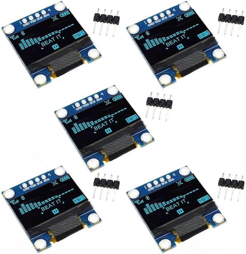 5Pcs 0.96 Inch OLED Module 12864 128X64 SSD1306 Driver I2C Serial Display Board (Yellow Blue)