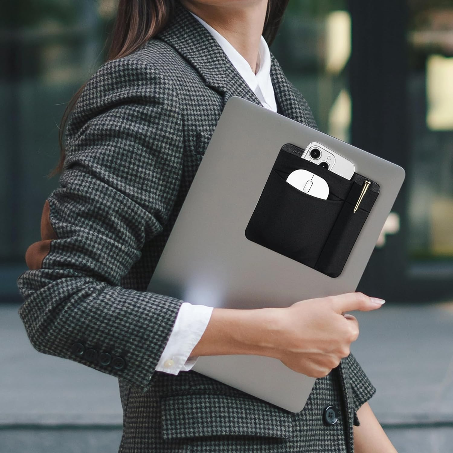 VULKIT 2-Pocket Pouch Holder for Laptop Reusable Adhesive External Hard Drive Carrying Case - Travel Pocket Pouch for External Portable SSD, Magic Mouse, USB Cable and More image number 6