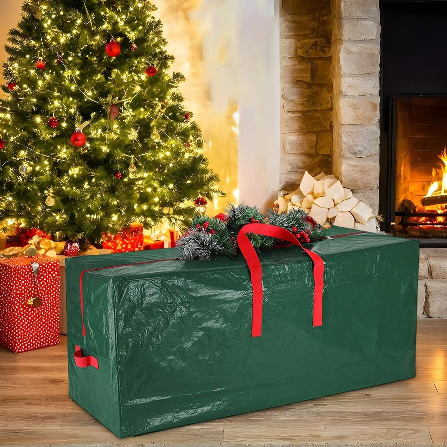 9 Ft Christmas Tree Storage Bag, Durable Heavy Duty Extra Large Artificial Xmas Holiday Tree Bag, Zippered Bag with Handles, Waterproof Christmas Tree Storage Case, Protects from Dust and Moisture image number 3