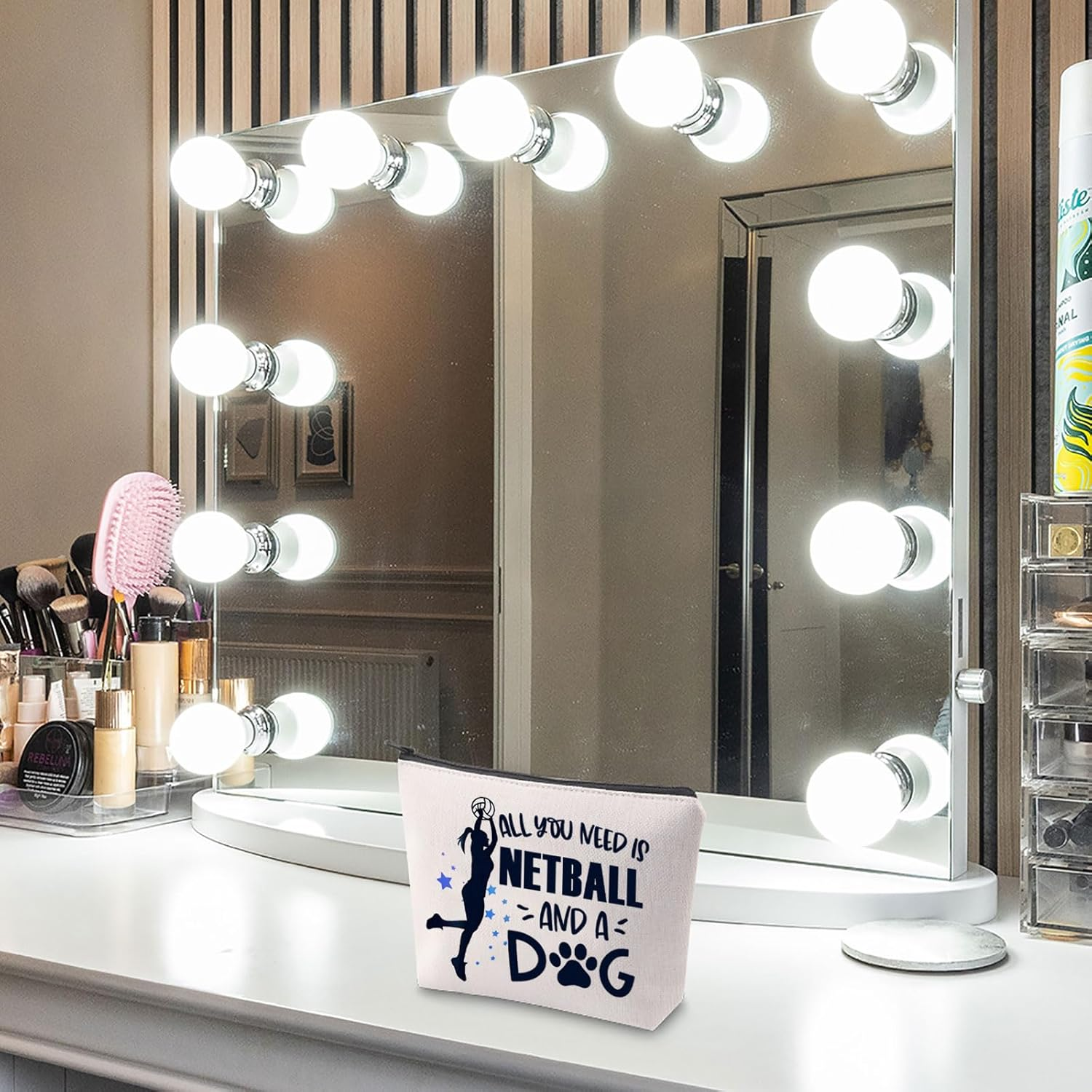 TGBJE Netball Girl Gift Netball Player Gift Dog Owner Gift All You Need Is Hockey and a Dog Makeup Cosmetic Bag for Dog Lover, Netball Dog Bag, All image number 4