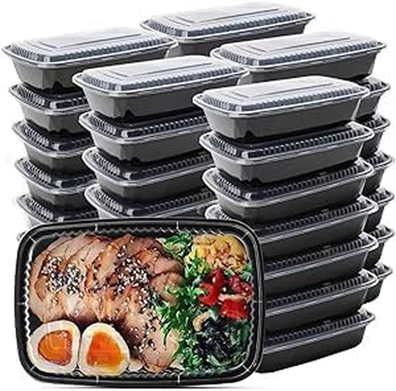 LALOCAPEYO Meal Prep Container 1 Compartment - 35 Pack Extra-Thick Food Storage Containers W/Lids Plastic Bento Box Reusable BPA Free Lunch Boxes (830Ml) image number 4