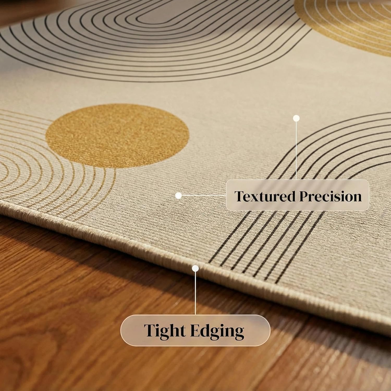 Office Chair Mat for Hardwood Floor, 120X90Cm Non-Slip Backing Floor Mats, Easy Glide Computer Desk Mat Protector for Rolling Chair under Desk Rug-Gold - Beige+Gold image number 6