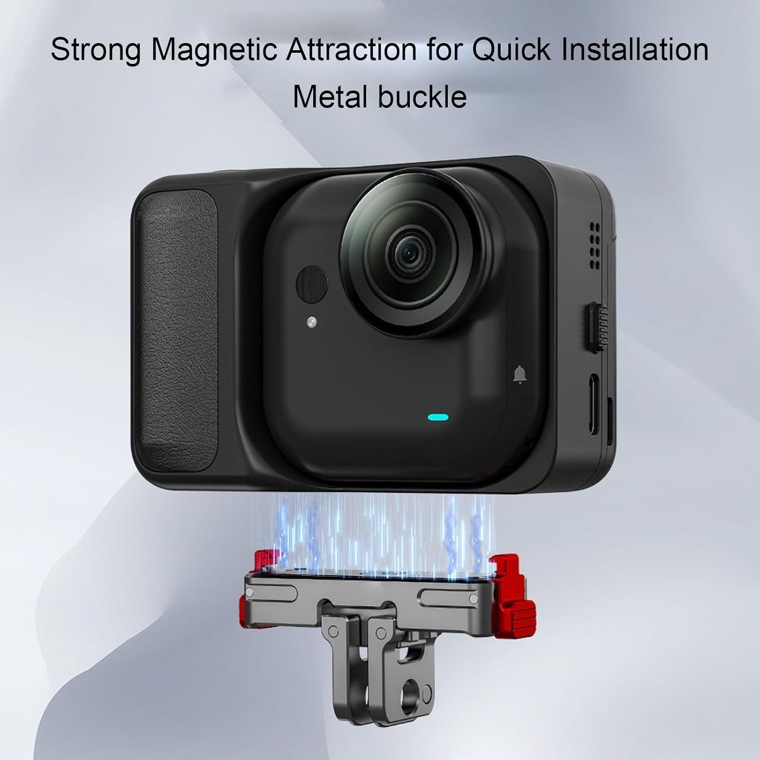 Wisoqu Magnetic Quick Release Adapter Mount Fit for Insta360 Go Ultra, Aluminum Alloy Extension Base with Foldable 2-Prong Interface & 1/4" Screw Hole image number 3