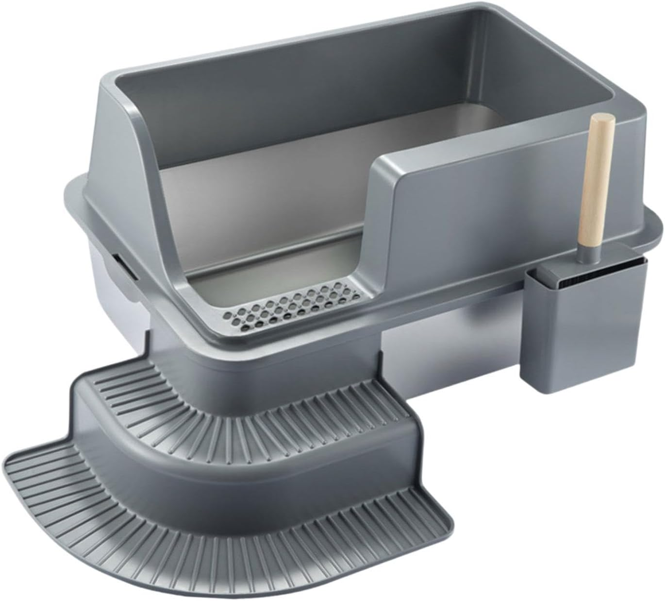 STARTIST Stainless Steel Cat Litter Box Cat Litter Tray with Step for Big Cats Easy to Clean Cats Litter Basin Lowered Front Cat Toilet image number 5