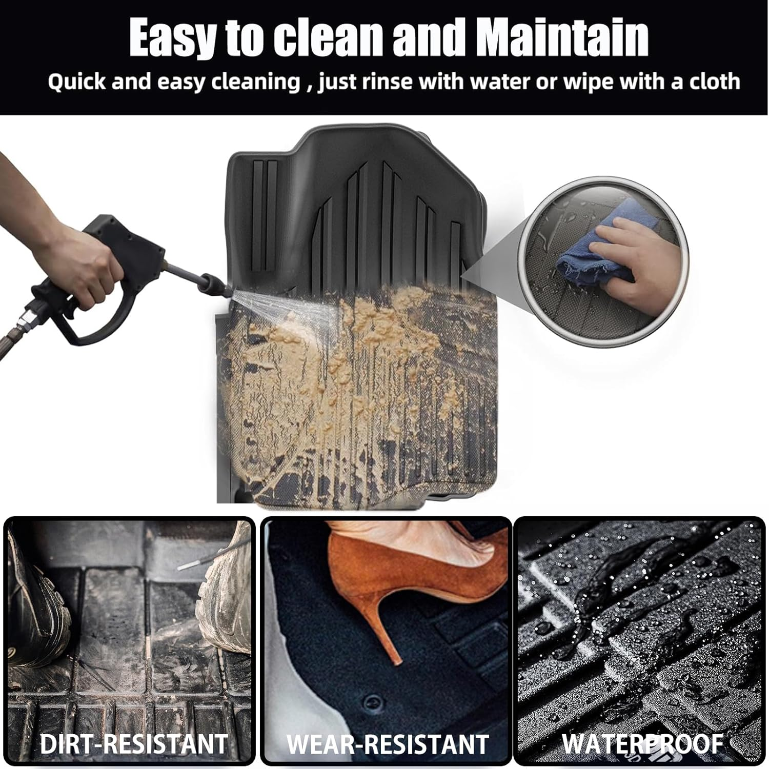 KASUART Floor Mats Fit for Toyota Rav4 2019-2022,TPE All-Weather Protection 1St & 2Nd Row 3D Car Foot Mats, Waterproof/Anti-Slip Custom Fit Heavy Duty Car Floor Mats (Rav4 2019-2022) image number 2