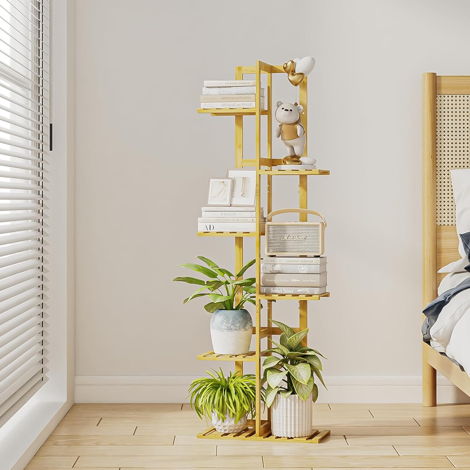 Bamworld Tall Plant Stand Indoor, 6 Tier Bamboo Plant Shelf for Multiple Plants, Tiered Corner Flower Stand for Window Garden Balcony Home Decor Living Room Bedroom image number 1