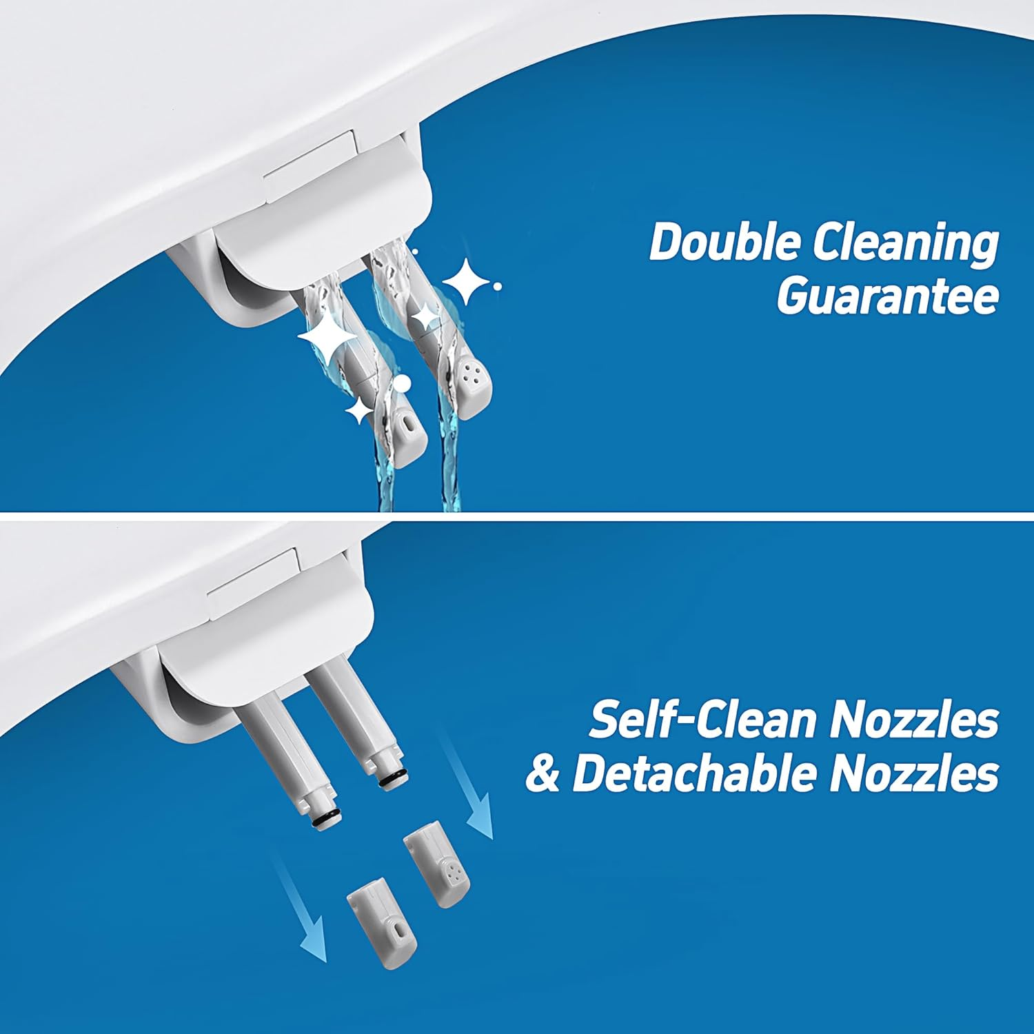 SAMODRA Bidet Toilet Seat, Non-Electric Toilet Seat Cover with Rear and Feminine Cleaning, Toilet Attachment Bidet, Toilet Seat O Shape with Soft-Closing Cover (O Shape) image number 6