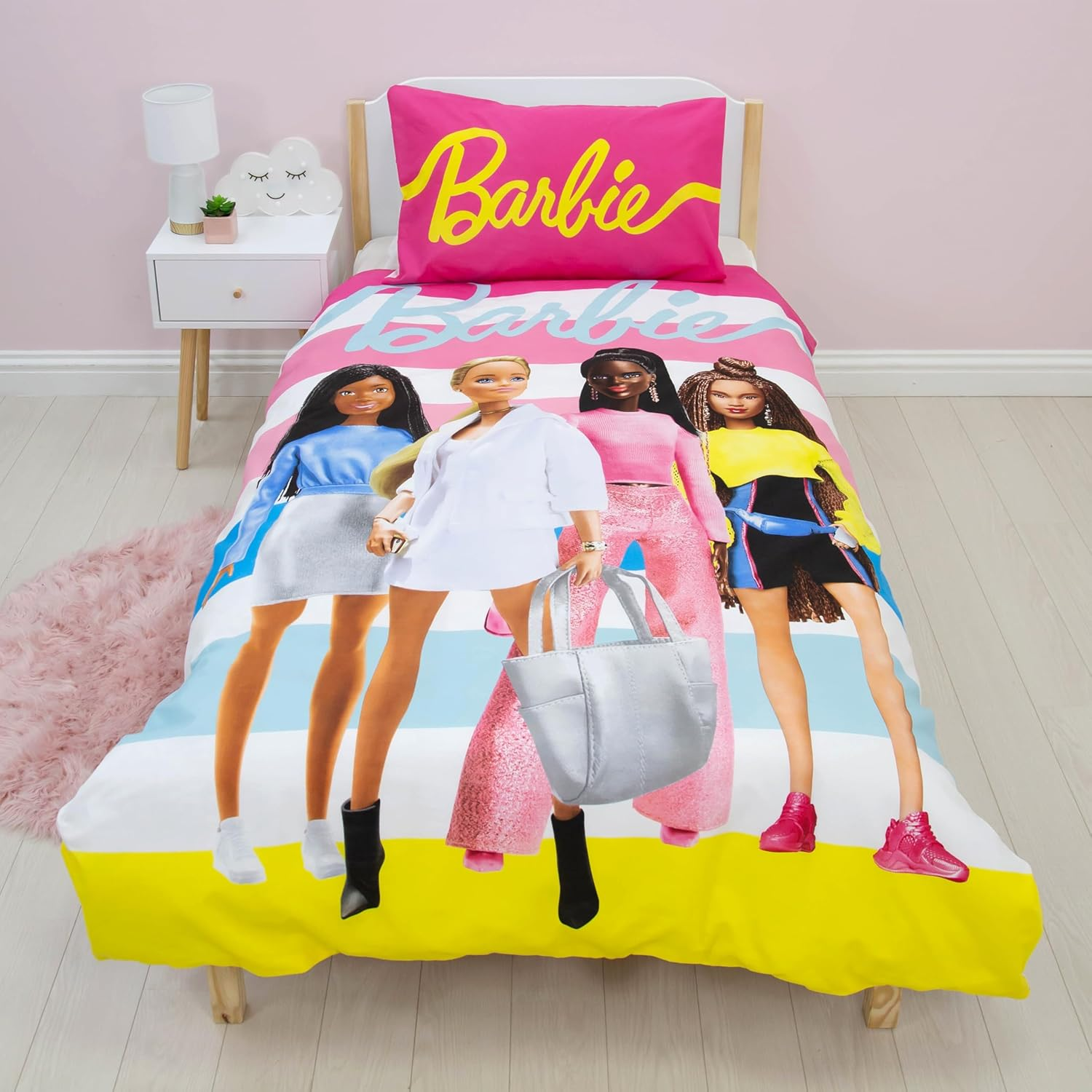 Barbie Official Single Childs Duvet Cover Set | Unboxed Design Reversible 2 Sided Dolls Bedding Including Matching Pillow Case | Pink Single Bed Set | Polycotton image number 6