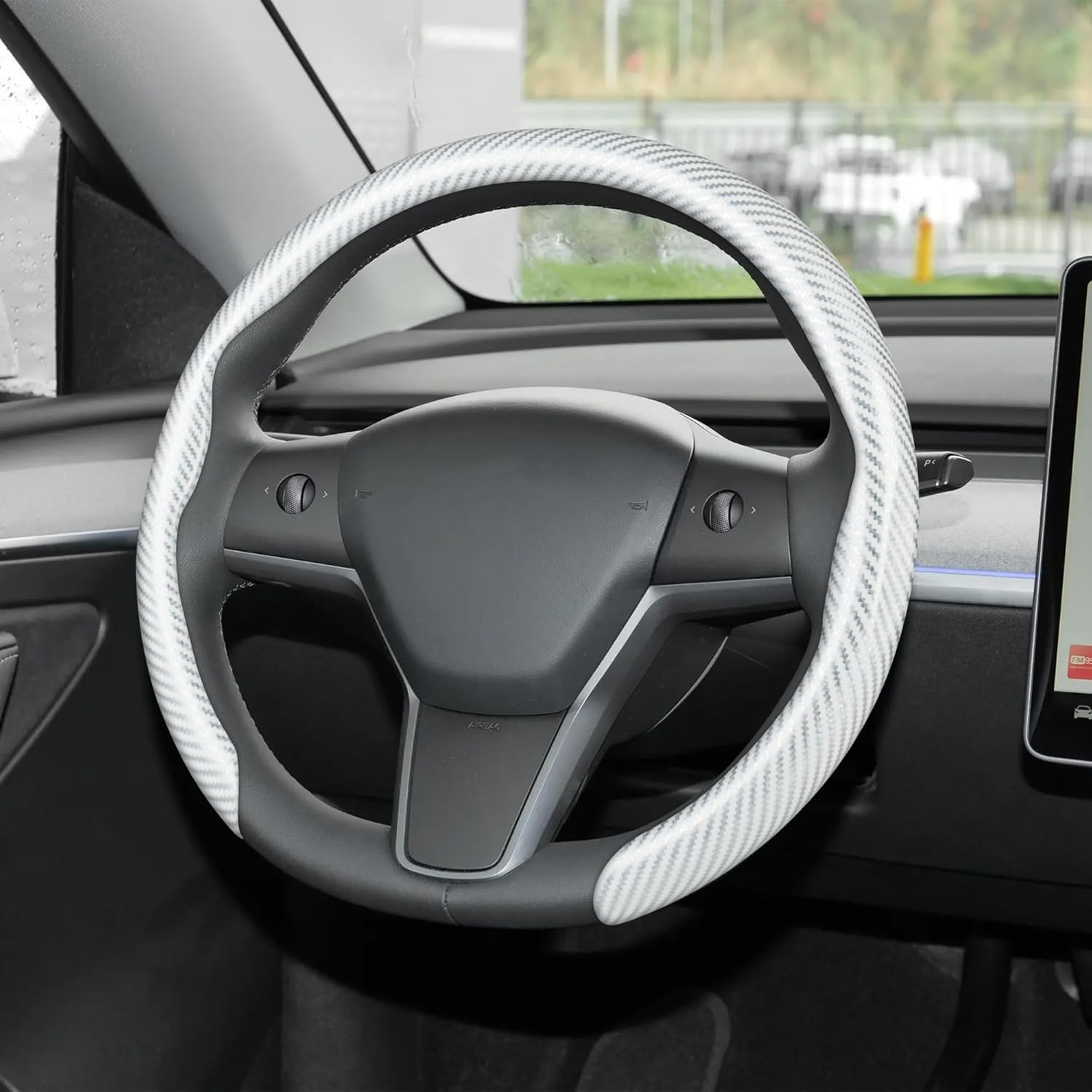 Frani Nappa Leather Steering Wheel Cover, Universal 15 Inch Premium Non-Slip Steering Wheel Cover Black image number 6