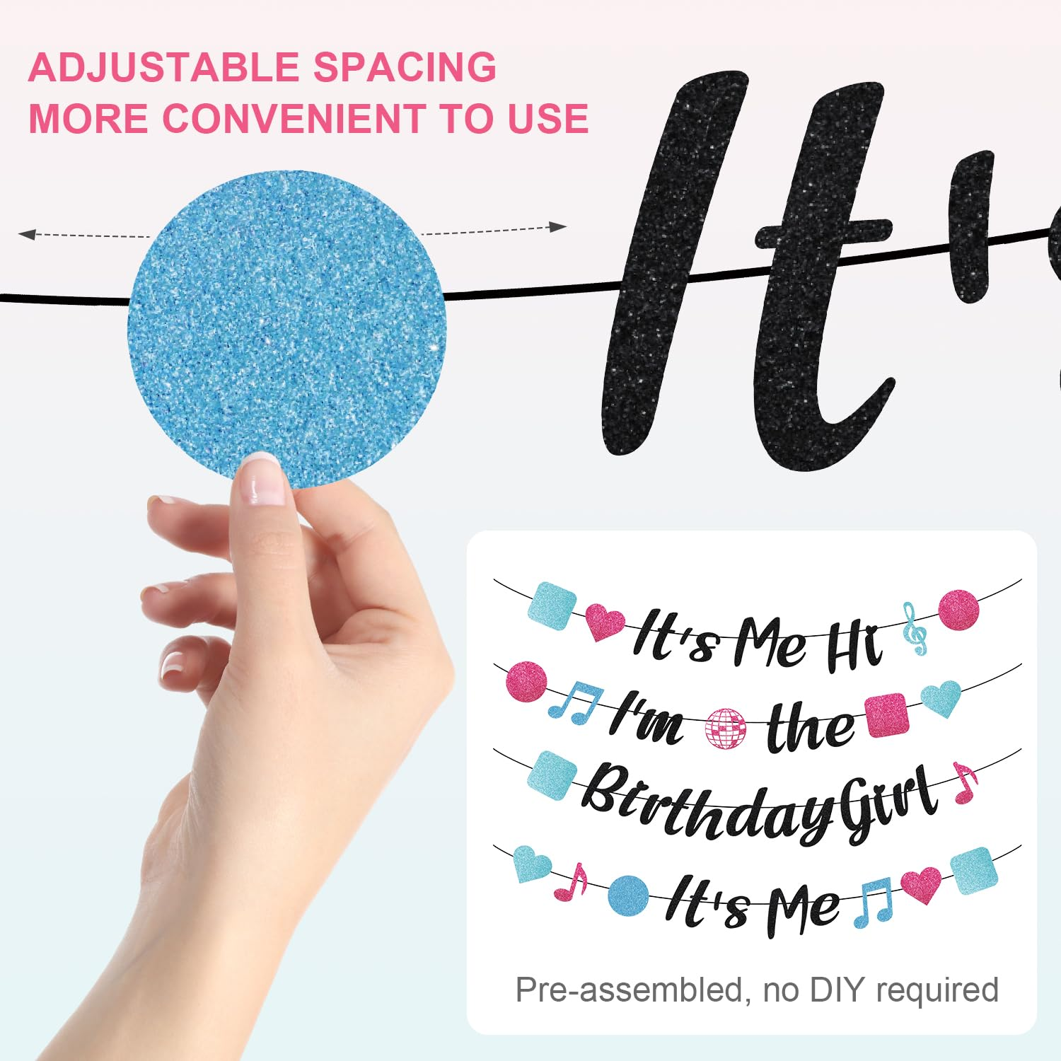 It'S Me Hi I'M the Birthday Girl It'S Me Banner, Pre-Strung Birthday Party Banner Cute Girl Banner Girls Birthday Party Decoration for Wall Home Office image number 3