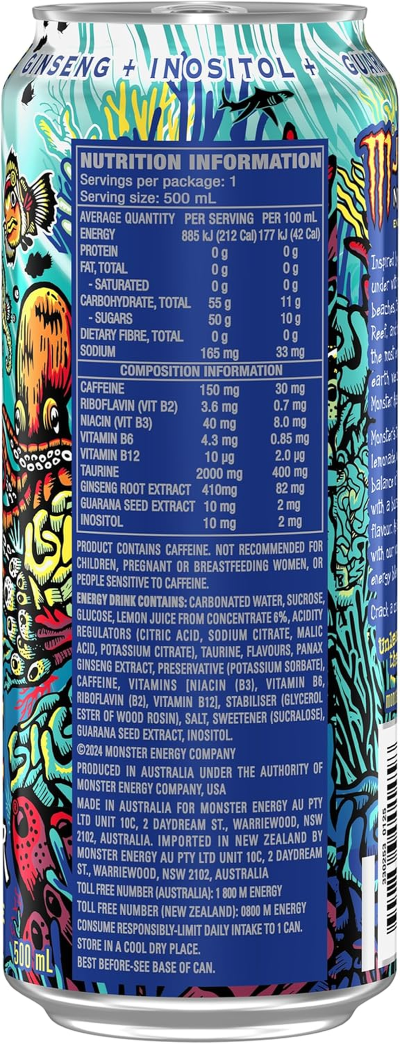 Monster Energy Drink Aussie Lemonade 24 X 500Ml image number 3