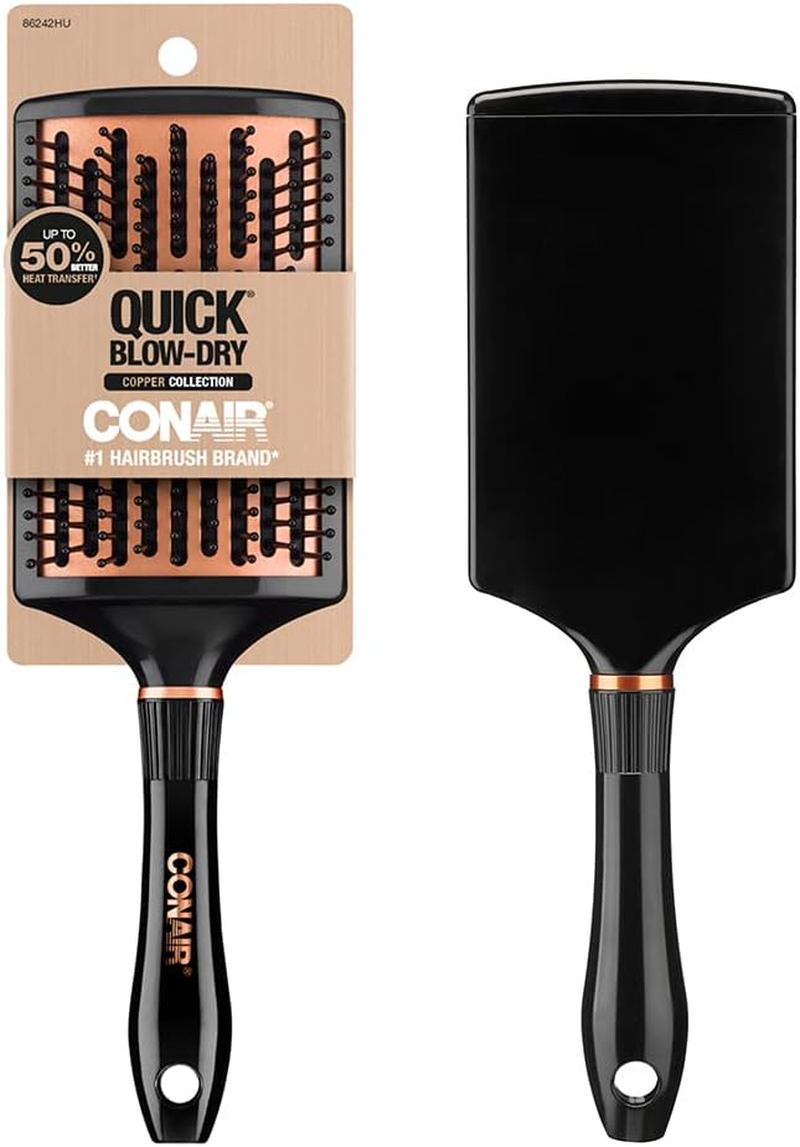 Conair Quick Blow-Dry Copper Collection, Curved Paddle Brush, Hair Brush, 1 Count image number 2
