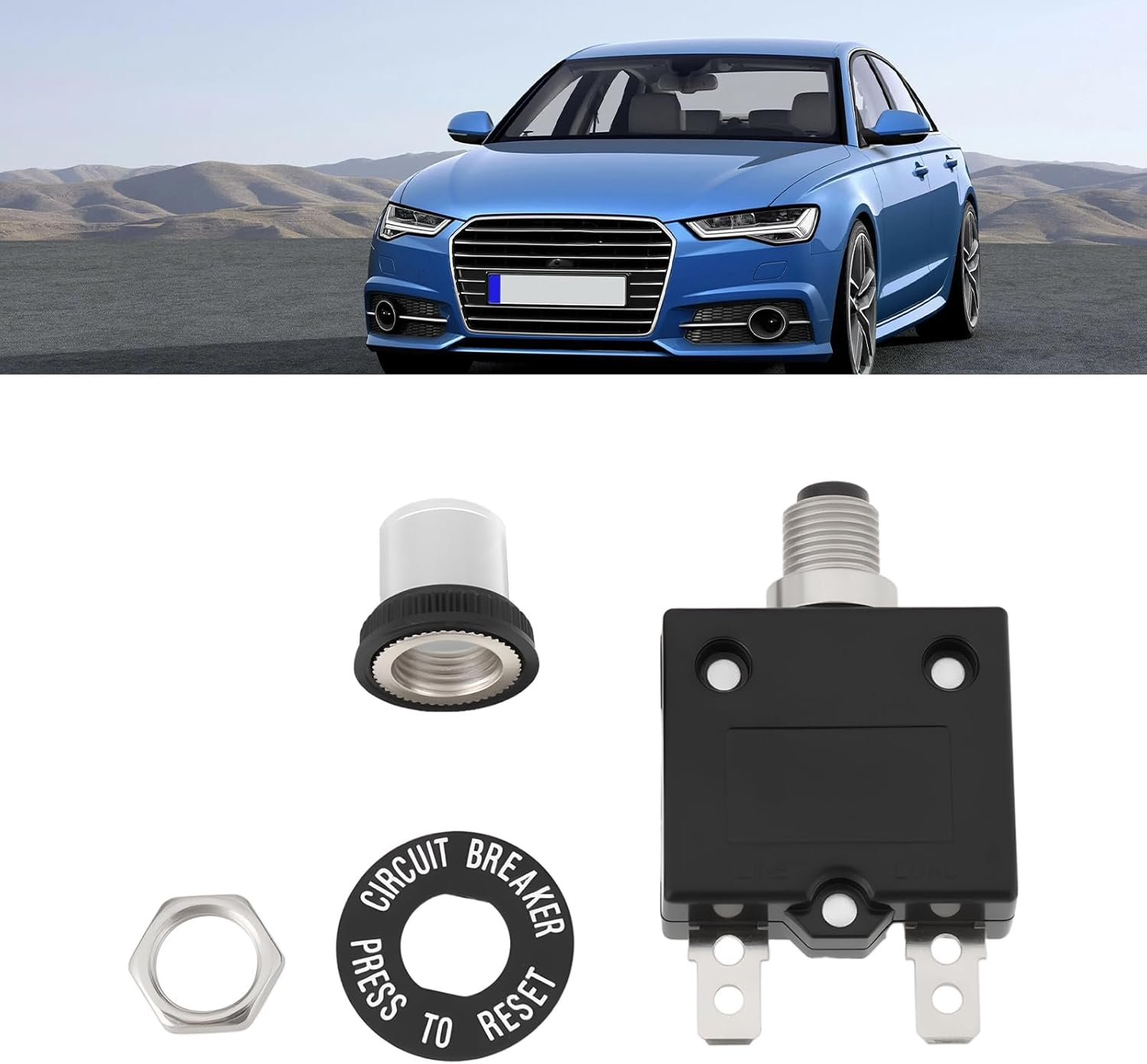 Ecsing 2X Push Button Circuit Breaker with Button Caps Manual Reset Switch, 125-250V AC / 50V DC Overload Protector, 10A image number 5