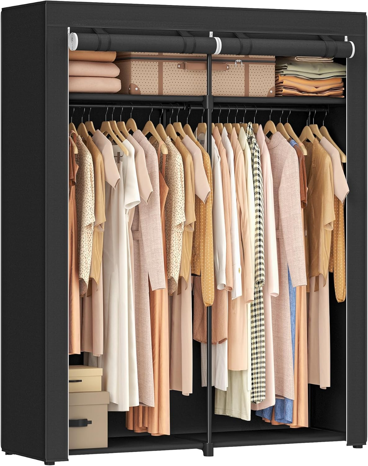 SONGMICS Closet Wardrobe, Portable Closet for Bedroom, Clothes Rail with Non-Woven Fabric Cover, Clothes Storage Organizer, 55.1 X 16.9 X 68.5 Inches, Lavender Purple URYG002P02